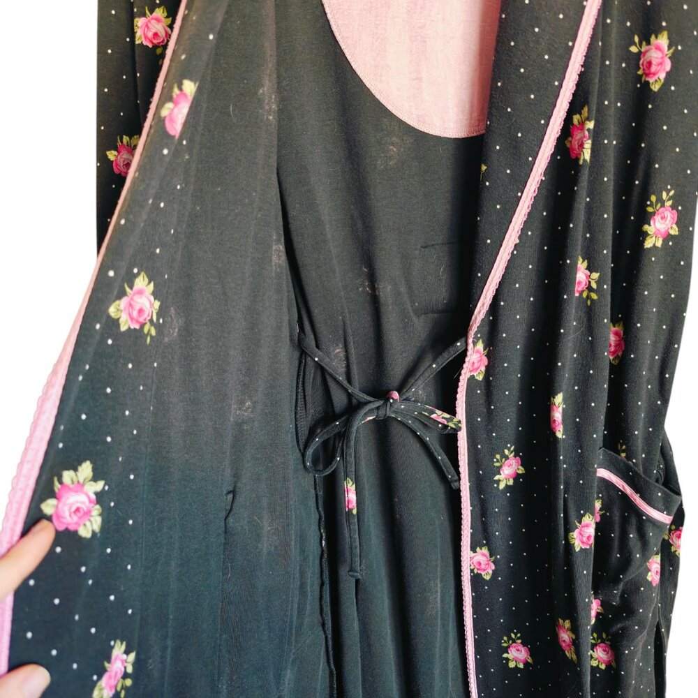 Vintage Charter Club Floral Roses Cottagcore 100% Pima Cotton Robe XS - Picture 6 of 7